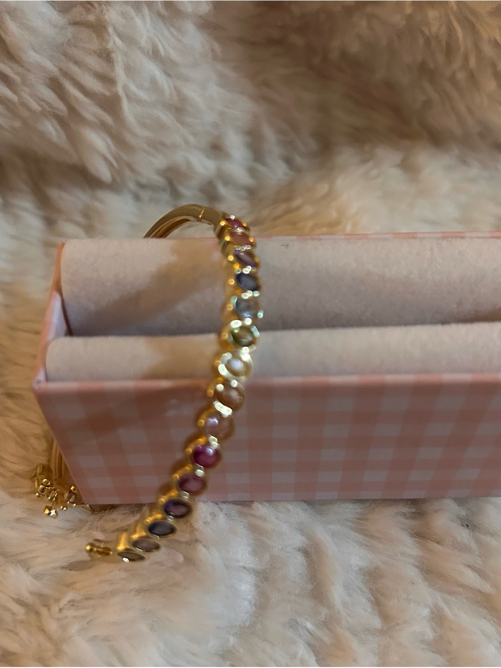 Gold-Tone Multicolor Stone Tennis Bracelet - baby Jewelry